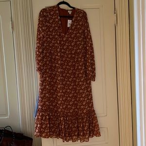 NWT j.Crew dress. Gorgeous floral print in a burnt orange. Size medium